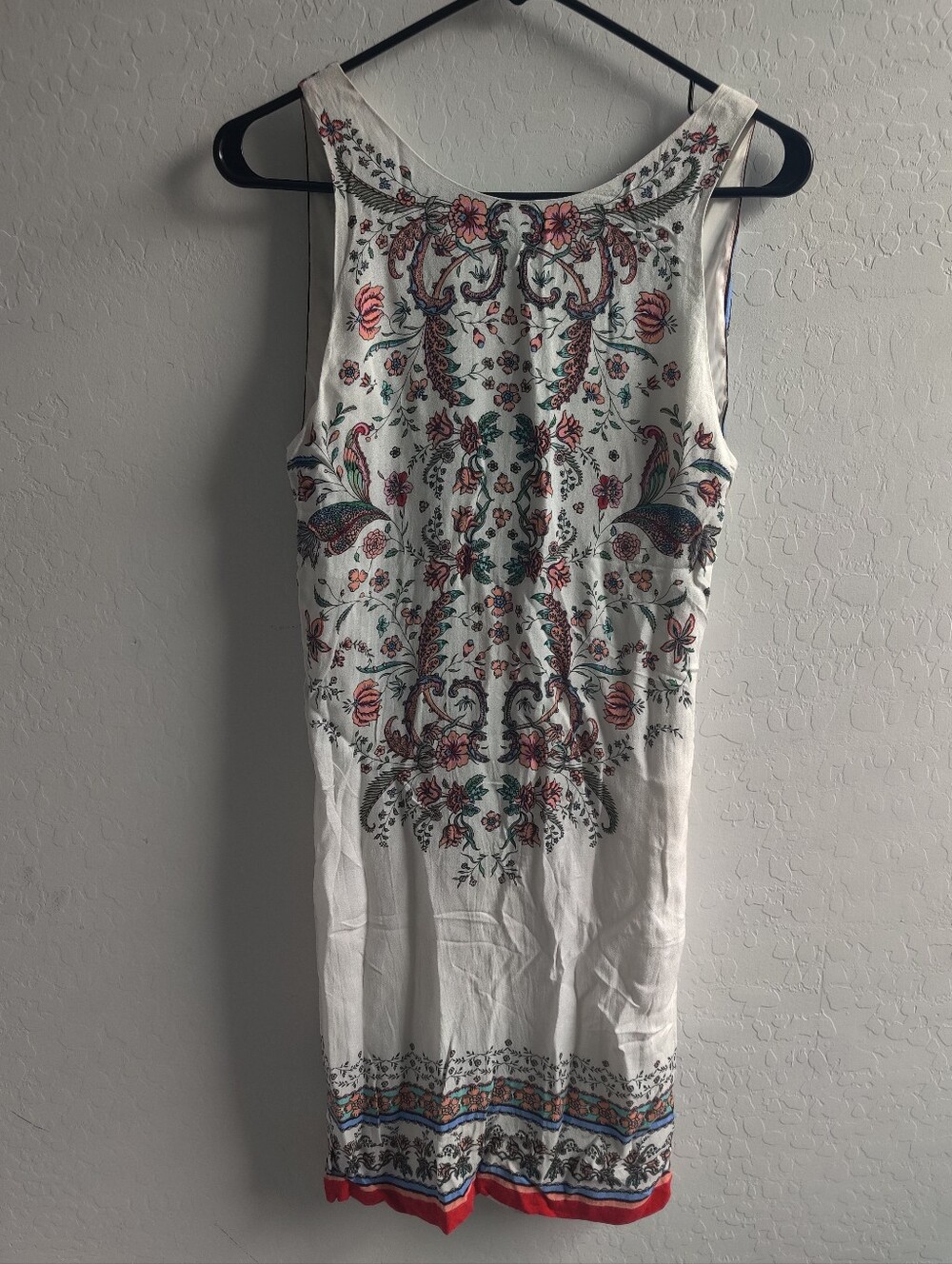 Chelsea & Violet open Back White Bohemian Colorful Floral striped Midi dress_Sm